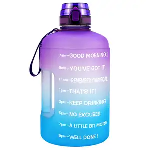 128oz 1 galon su şişesi ile zaman işaretleri filtre Net meyve demlik BPA ücretsiz motivasyon spor İçecek sürahi