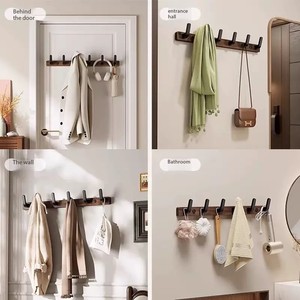 Crochet de salle de bain en bois de noyer ; Crochet pour chapeaux et manteaux à fixer derrière la porte ; Crochet suspendu pour <span class=keywords><strong>dressing</strong></span> et hall d'entrée ; Salle de bain <span class=keywords><strong>sans</strong></span> perçage - Product Image 5