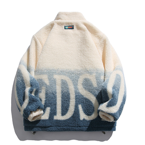 Embroidered Lamb Velvet Cotton <strong>Jacket</strong> Luxuriously Tailored Gradient Winter <strong>Sherpa</strong> Stand-up Collar Fleece Plus <strong>for</strong> Men and <strong>Women</strong> - Product Image 2