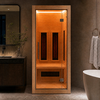 Salle de sauna infrarouge avancée pour 1 personne, en cèdre rouge, spectre complet, faible EMF, chauffage, spa à domicile, système de relaxation et de soulagement du stress