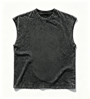 Débardeur Homme Personnalisé Kornit DTG Gris Foncé Effet Délavé Vintage avec Motif Graphique et Effet Vieilli OEM