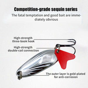 Esche artificiali in metallo color oro e argento con lama a cuore rosso per la <span class=keywords><strong>pesca</strong></span> a spinning - Product Image 2