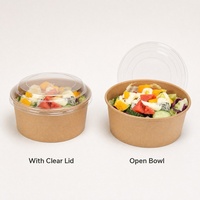 Conteneur alimentaire en papier kraft brun biodégradable imprimé sur mesure de 500 ml pour fruits, légumes, salades, sandwichs, pâtes, avec couvercle en PP, pour restaurants