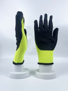 Guantes de Trabajo Recubiertos de Goma Texturizada Amarillo Fluorescente, Antideslizantes, Duraderos, de Alta Visibilidad, Guantes de Seguridad para Trabajo - Product Image 5