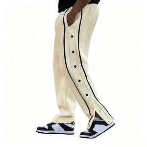 <span class=keywords><strong>Pantaloni</strong></span> Sportivi Casual da Uomo di Alta Qualità <span class=keywords><strong>con</strong></span> Strisce Laterali, Bottoni, <span class=keywords><strong>Vita</strong></span> Elastica, Gamba Dritta e Vestibilità Comoda per Uso Quotidiano e Sportivo - Product Image 5