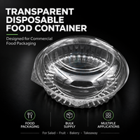 Bol à salade jetable, structure en clamshell monobloc, plastique transparent, pour les restaurants, les plats à emporter, les fournisseurs