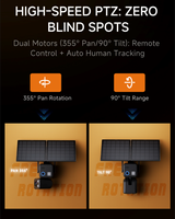 Caméras de surveillance solaires KAANKSY AI AOV 4G, enregistrement 24/7, extérieur, zoom 20X, suivi automatique, panneau solaire 16W, IP66, bidirectionnel