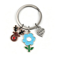 Porte-clés de Noël Père Noël, pendentif fleur et lettre d'amour, porte-clés fleur de Noël