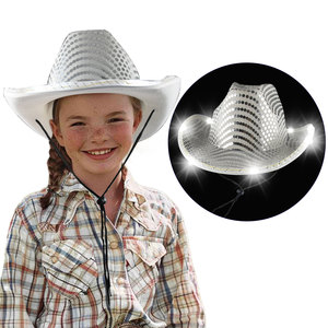 Hoge Kwaliteit Zilveren Led Lovertjes Cowboyhoeden Mode Licht Hoed Voor Feest Decoratie Evenement Festival Nachtclub Outdoor Activiteiten - Product Image 1