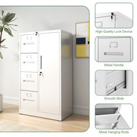 Armoire de rangement en acier à quatre tiroirs et une seule porte avec serrure, design moderne et mobile, pour appartement et bureau