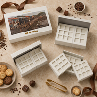 Boîte à couvercle et base en carton ondulé kraft avec logo personnalisé pour l'emballage de chocolats et de biscuits, boîte télescopique artistique haut de gamme, écologique