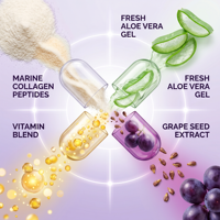 Capsules de collagène hydrolysé, d'aloe vera et d'extrait de pépins de raisin pour une peau éclatante, soin de beauté, complément alimentaire