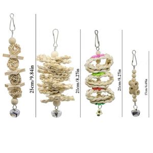 7 Pcs Bird Parrot Swing เคี้ยวของเล่น-ไม้ธรรมชาติแขวน Bell นกกรงของเล่นขนาดเล็ก Parakeets, <span class=keywords><strong>Cockatiels</strong></span>, Conure - Product Image 4