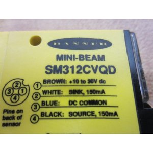 Capteur photoélectrique Banner Mini-Beam SM312CVQD 10 à 30V DC NPN PNP Rouge visible Démontage rapide - Product Image 5