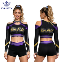 Dernière conception, uniforme de cheerleading personnalisé sublimé, tenue de performance à manches, jupe de sport pour compétitions avec tissu Mystique