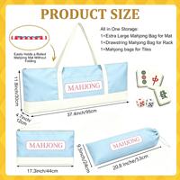 Ensemble de 3 sacs de rangement portables extra longs et imperméables pour Mahjong, avec porte-pièces, tapis et sac de rangement surdimensionné en polyester à fermeture éclair motif fleurs sauvages