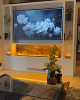 2025 soporte de TV de lujo con chimenea 75 pulgadas vapor eléctrico LED llama chimenea control remoto decoración de la casa humidificador interior