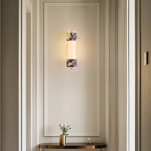 Applique murale LED minimaliste moderne, style marbre Bulgari, luxe français, chambre à coucher, salon - Product Image 2