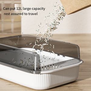 Bac à litière semi-fermé pour <span class=keywords><strong>chat</strong></span>, anti-éclaboussures, avec clôture haute, grande capacité, avec filtre à sable, pédale, facile à nettoyer pour les chats - Product Image 2