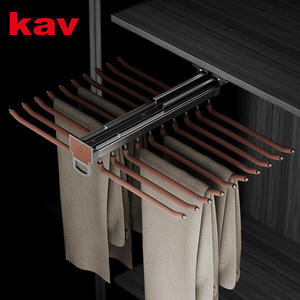 Porte-pantalons coulissant double rangée à montage supérieur en alliage d'aluminium, détachable, fermeture douce, capacité accrue, rail de garde-robe Kav - Product Image 2