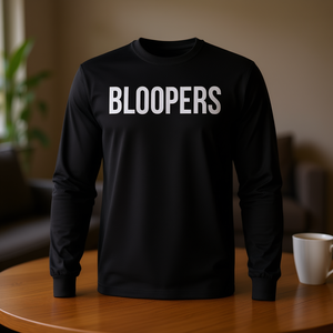 T-shirt a maniche lunghe Bloopers nera con scollo rotondo, taglia adulto - Product Image 3