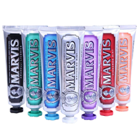 Dentifrice italien Mars menthe blanche 85ml boîte originale de célébrité Internet avec 6 pièces joint en plastique à usage domestique ingrédient chimique