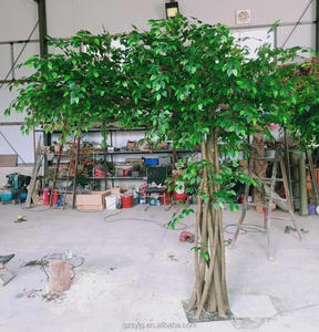 Plante Artificielle Personnalisée, Arbre Banyan Intérieur et Extérieur, Décoration de Spot Scénique pour Hôtel Centre Commercial, Faux Arbre, Ficus <span class=keywords><strong>Tre</strong></span> Vert - Product Image 5