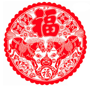 สติกเกอร์ติดหน้าต่างลายม้า ปี 2026 แบบฟิล์มใสติดแน่น ลายอักษรมงคล รูปทรงกลม วัสดุ PVC ของตกแต่งวันหยุดเทศกาลฤดูใบไม้ผลิ - Product Image 1