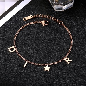 Bracelet ajustable en or, or rose et argent, avec lettres, style européen et américain, bijou fantaisie pour femme, cadeau - Product Image 3