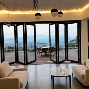 Puertas Plegables de Vidrio con Marco Negro que Ahorran Espacio, Puertas Exteriores Tipo Acordeón para Sala de Estar y Terraza, Venta de Fábrica - Product Image 1