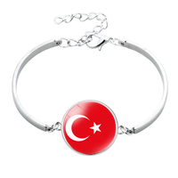Bracelet personnalisé avec drapeau de la Tunisie, chaîne en métal et cabochon, pour les fans de football et comme souvenir touristique