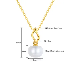 Gioielli pregiati oro fornitore all'ingrosso di fidanzamento matrimonio vendita calda donna perla naturale 18K oro AU750 ciondolo