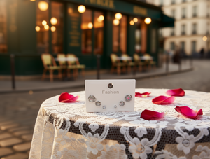 Set di Orecchini a Perno in Argento alla Moda, Forma di Fiore con Cristalli e Strass, Gioielli da Donna in Lega, Stile Trendy - Product Image 2