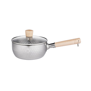 Stainless Steel Yukihira <b>Pan</b> With Wooden <b>Handle</b> Handmade Uncoated Non Stick Sauce <b>Pan</b> For Cooking Food - Product Image 1