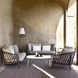 Canapé de patio de qualité commerciale résistant aux intempéries, canapé de <span class=keywords><strong>jardin</strong></span> pour complexe hôtelier, ensemble de <span class=keywords><strong>salon</strong></span> extérieur durable en corde <span class=keywords><strong>tressée</strong></span> pour l'hôtellerie - Product Image 1