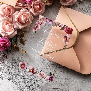 Cartes d'<span class=keywords><strong>invitation</strong></span> de <span class=keywords><strong>mariage</strong></span> personnalisées de luxe imprimées en offset sur enveloppe en papier de qualité supérieure en acrylique salutations occasions de vacances personnalisées - Product Image 4