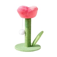 Jouet interactif pour chat d'intérieur en forme de tulipe, en peluche douce, sisal naturel, bois écologique, base antidérapante stable
