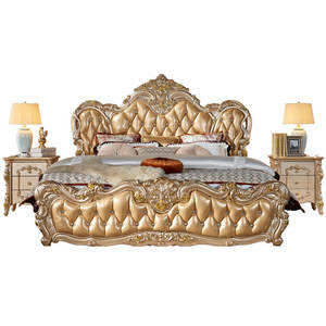 Tempat Tidur Ganda Gaya Eropa, Tempat Tidur Mewah Kulit Perancis 2 Meter, <span class=keywords><strong>2.2</strong></span> Mewah Kelas Atas Pernikahan - Product Image 1