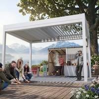Pergola en aluminium Sweet Home 16x12 pieds avec toit rétractable motorisé à lames orientables, abri de jardin imperméable pour jardinage extérieur et patio