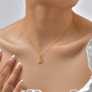 Línea espiral sin deslustre para mujer, colgante de estrella de la suerte, patrón de remolino, Gargantilla de estrella de noche de verano, collar - Product Image 2