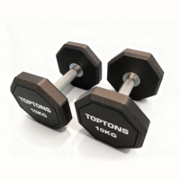Dumbbell Premium TOPTONS Fitness Desain Unik 10KG CPU Bentuk Oktagonal Logo Kustom untuk Penggunaan di Gym, Rumah, dan Komersial
