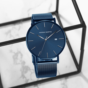<span class=keywords><strong>Montre</strong></span> pour <span class=keywords><strong>homme</strong></span> HANNAH MARTIN 151 30M résistante à l'eau ; <span class=keywords><strong>Montre</strong></span> minimaliste tendance, style coréen, inspirée de <span class=keywords><strong>DW</strong></span>, en acier inoxydable bleu foncé - Product Image 4