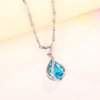 Colliers pendentifs en cristal bleu marine CAOSHI, nouvelle mode, pour femmes, mariage, imitation diamant, plaqué argent, bijoux
