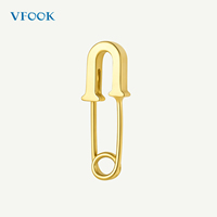 VFOOK Findings – Fermoir de bijoux en or massif 18 carats, connecteur de breloque pour la création de bijoux fins, motif épingle de sûreté incrustée de zircons cubiques, design unique