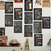 Juego de Letreros Metálicos con Recetas de Cócteles y Postres Vintage, Decoración Retro para Pared de Bar, Panadería, Cocina, Hogar, Cafetería