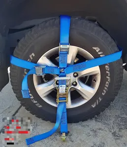 Vehicle Car Wheel Tire Tie Down Straps With Hooks And Ratchet