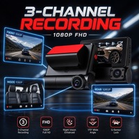 Caméra de rétroviseur de véhicule 3 canaux 1080P, DVR automatique avec WiFi intégré, écran IPS, Type-C, batterie 150mAh, moniteur de stationnement, 64 Go