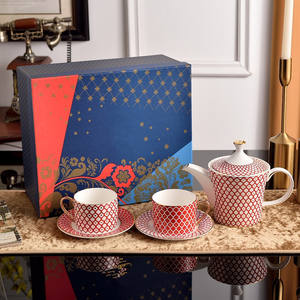 Ensemble de tasses à café en céramique au design original, porcelaine vintage, ensemble de café en céramique de luxe pour l'après-midi - Product Image 4