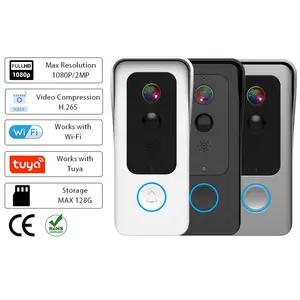 OEM Tuya Ring Video Doorbell Outdoor Waterproof Home Smart Door Bell Camera 2MP 1080P 2.4G Wifi Wireless Doorbell With Camera