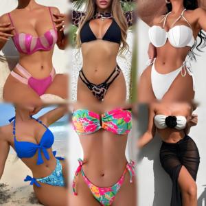 Ensemble bikini sexy pour femme 2026, maillot de bain deux pièces en polyester, col en V, haut dos nu, bas à nouer sur le côté, taille unique, pas cher - Product Image 1